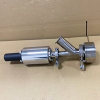 Vanne de vidange à fond plat pneumatique à simple action de type coude, en acier inoxydable SS304 SS316L de qualité alimentaire, certifiée CE, avec TC50.5MM