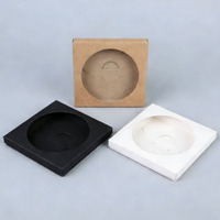 Boîte en papier kraft noir et brun en gros, pliable, double insert, neutre, universelle, pour tasse à café, boissons, sous-verre carré, avec fenêtre