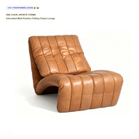 Chaise longue d'appoint commerciale multi-positions en cuir, pliable et réglable, pour salon intérieur
