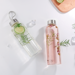 Bán Buôn 16Oz Chất Lượng Cao Rõ Ràng Thủy Tinh Borosilicate Trà Nước Trái Cây Cup Thể Thao Chai Nước Thủy Tinh Với Bằng Gỗ Thép Không Gỉ Nắp Dây - Product Image 2