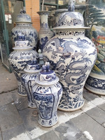 Haute qualité bleu et blanc Dragon Design Antique pot de gingembre en céramique grand sol Vase Foo chien couvercle maison hôtel Villa grande maison décor