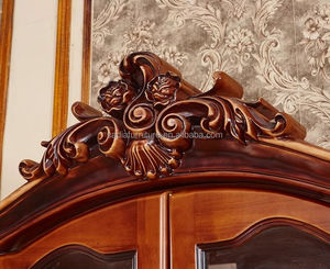 Muebles de sala de estar de estilo europeo, gabinete de vino, escaparate antiguo, gabinete de almacenamiento de madera maciza, gabinetes de madera de vidrio - Product Image 6