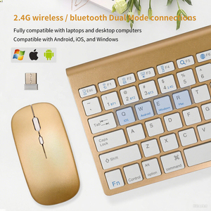 Yüksek kalite 2.4G kablosuz ve <span class=keywords><strong>Bluetooth</strong></span> klavye fare cep Tablet telefon Laptop için multimedya tuşları ile Set masaüstü bilgisayar - Product Image 6