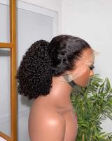 Wig rambut manusia keriting Afro Kinky renda HD penuh 360 untuk wanita warna hitam dilengkapi dengan Wig garis rambut tepi 4C Wig Frontal Afro tanpa lem