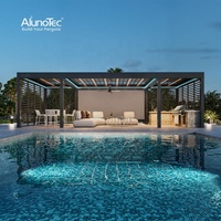 Pergola Bioclimatique Motorisée en Aluminium AlunoTec de Luxe pour Jardin, Toit de Patio à Lames Orientables