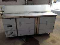 Comptoir de réfrigérateur de cuisine en acier inoxydable 304, réfrigération commerciale, préparation de pizzas, réfrigérateur de comptoir