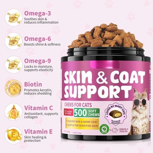 Friandises croquantes et crémeuses pour la santé de la peau et du pelage des chats avec des oméga 3 6 9, vitamines C E, <span class=keywords><strong>biotine</strong></span>, compléments alimentaires pour la santé des animaux de compagnie, chats - Product Image 3