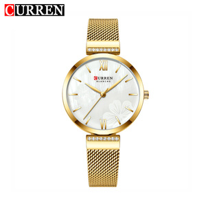 Montre à quartz CURREN 9067 en alliage pour femme, bracelet en acier inoxydable doré, étanche 3 ATM, élégante, pour affaires et occasions habillées, style antique - Product Image 1