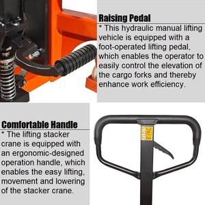 Fácil Operação 1ton 2ton 3ton <span class=keywords><strong>Manual</strong></span> Pallet Empilhador 1600mm Altura De Elevação Do Pé Elevação Pedal Empilhadeira Hidráulica Mão Empilhadeira - Product Image 5