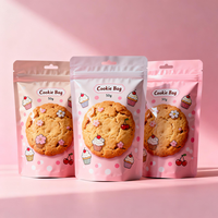 Sac à biscuits rose bonbon avec motifs de cupcakes et cerises, fermeture éclair refermable, directement du fabricant