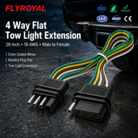 Faisceau de câblage personnalisé pour remorque, 4 voies, 26 pouces, 18AWG, avec connecteurs plats mâle-femelle moulés et codage couleur pour rallonge de feux de remorquage