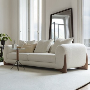Sillón Individual Suave de Tela Bouclé Estilo Wabi Sabi para Oficina en Casa, Sofá Nórdico de Cachemira de Cordero - Product Image 5