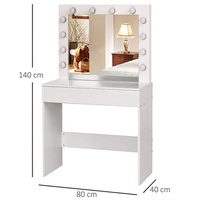 Coiffeuse vanité moderne en bois blanc avec miroir à Led, coiffeuse tendance