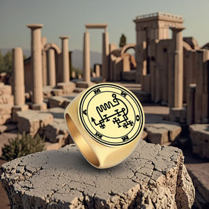 แหวนเหล็กสแตนเลสสีทองแบบทันสมัยตราสัญลักษณ์ของปีศาจปีศาจเวทมนตร์ปิดผนึกกุญแจน้อยกว่าที่มีต้นกำเนิดจากโซโลมอนแหวนแต่งงาน - Product Image 3