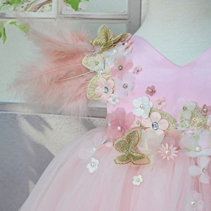 Abiti per Bambine 2026 Stile Piuma per Feste e Occasioni Speciali, Alta Qualità con Applicazioni Floreali per Neonati, Bambini e Ragazze - Product Image 4