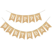 Guirlande de bannière Joyeux Anniversaire en toile de jute, drapeaux en queue d'hirondelle, décoration de fête en jute, guirlande DIY, lot en gros, ensemble de fournitures
