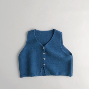 Primavera autunno bambini ragazzi ragazze in tinta unita Casual blu senza maniche canotta gilet lavorato a maglia per bambini - Product Image 1