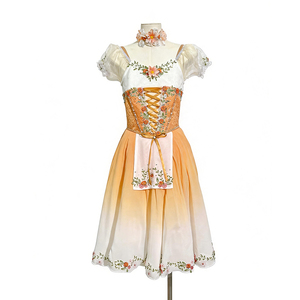 Professional Ballet Performance Costume Ombre Orange Peasant Romantic <b>Tutu</b> Giselle Ballet <b>Dress</b> for Girls - Product Image 1