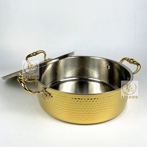Pentola da Cucina in Acciaio Inox 304 di Alta Qualità, 30/32CM, Finitura Martellata Dorata con Coperchio - Product Image 6