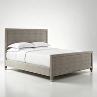 Kreatives, Schlichtes Design Modulares OEM Modernes Geprägtes Leder Massivholzrahmen Umweltfreundliches Langlebiges Paneelbett mit Fußteil