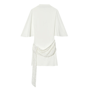 PB&ZA Nuovo Abito Estivo da Donna con Schiena Scoperta, Maniche Corte, Perline e Dettagli a Contrasto, Mini Abito Corto 4772378 - Product Image 1