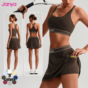 Set Olahraga Wanita Janya Custom Logo Pickleball Fitness Yoga Tank Top Bra Golf Tennis Rok 2 Potong Bahan Bernapas - Product Image 1