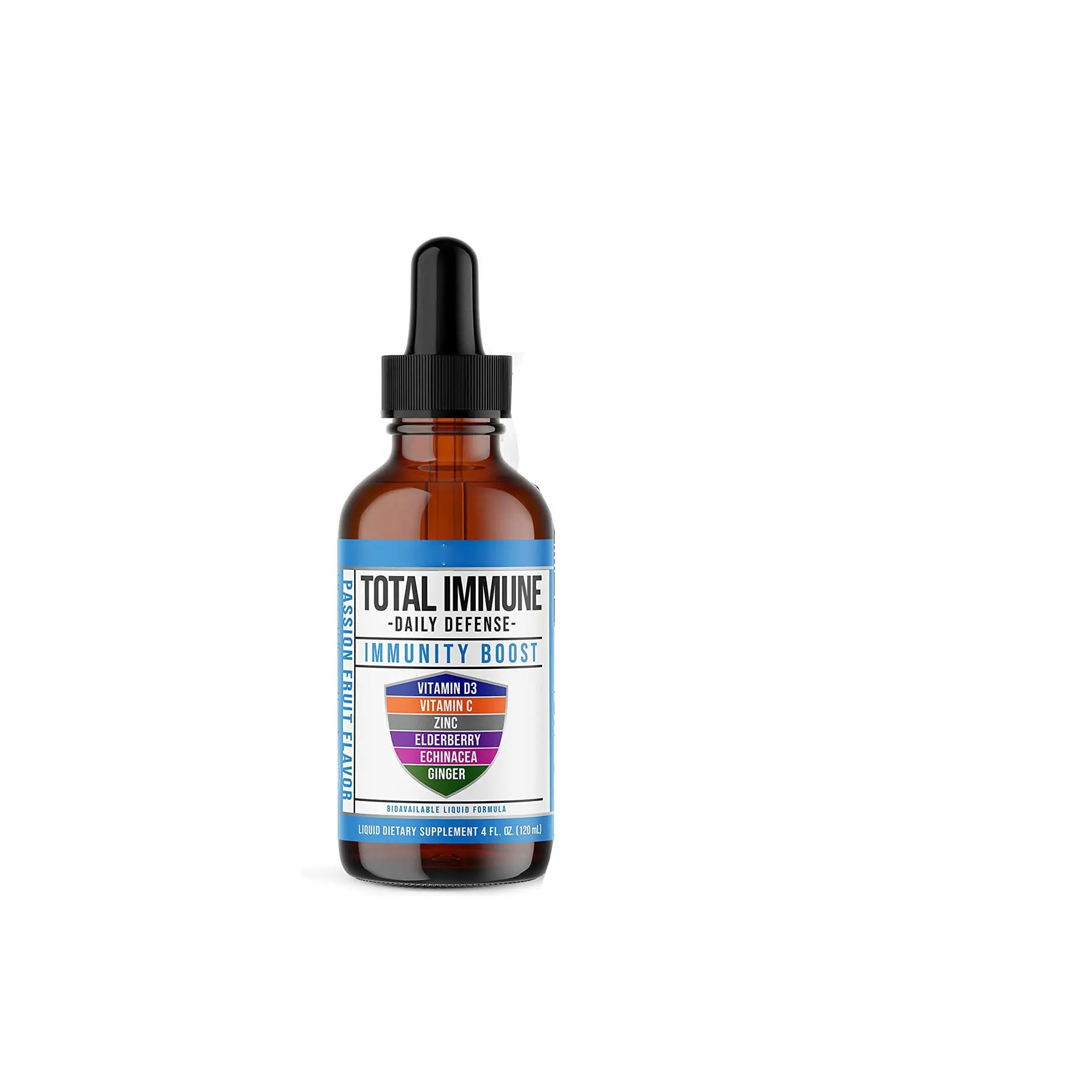 Custom 6-in-1 Fruit Liquid Multivitamin Supplement 100% Daily Vitamin C D3 & Zinc Immunity Drops 120ml for Adults & Kids