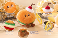Porte-clés en peluche créatif en forme de mini-burger, frites et sandwich, super doux, kawaii, accessoires de sac, petit cadeau, 13 cm, vente en gros