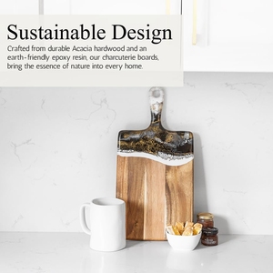 Planche à découper en résine faite à la main en bois d'acacia de luxe moyen comme planche à fromage et service <span class=keywords><strong>Charcutier</strong></span> - Product Image 3