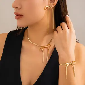 2024 New Arrival Fashion Jewelry Accessories hot selling Bow Earring bow earrings metal ribbon knot gold minimalist earrings