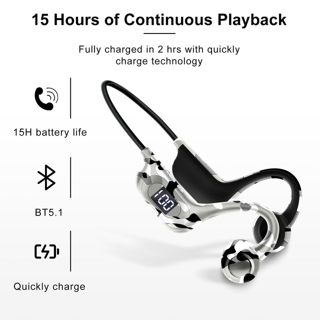 AKZ-G6 True Bone Conduction Bluetooth Headset Insertable Card Digital Display Hanging Ear Wireless Headset Running 2022 New