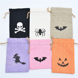 Sac en jute à cordon motif Halloween pour emballage de biscuits de mariage et de fêtes, et rangement de divers articles - Product Image 5