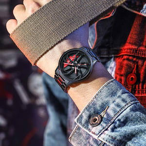 Reloj de Hombre con Diseño de Ruedas de Coche con Dial Giratorio, Reloj de Pulsera de Acero Inoxidable con Movimiento de Cuarzo, Resistente al Agua - Product Image 4
