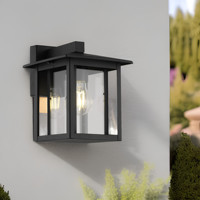 Lumière extérieure de jardin en acier inoxydable noir avec E27 vers le bas caractéristique paysage carré verre ombre étanche à l'eau pour les murs de la maison
