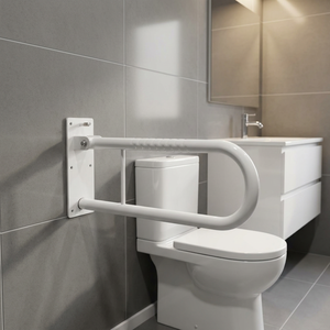 Barra de Apoyo Abatible Blanca, Cumple con la Normativa ADA, Barra de Seguridad para Inodoro de Alta Visibilidad, Asa de Seguridad para Baño - Product Image 1
