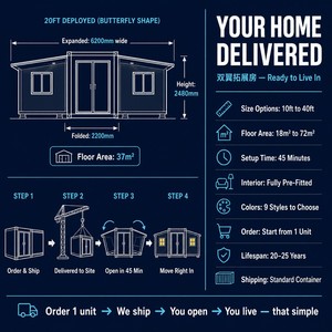 <span class=keywords><strong>Casa</strong></span> Contenedor Expandible Lista para Habitar, 1 Unidad, Montaje <span class=keywords><strong>en</strong></span> 45 Minutos, 5 Tamaños, 9 Colores, <span class=keywords><strong>Casa</strong></span> Prefabricada Lista para Entrar, Sin Herramientas - Product Image 6