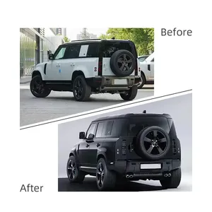 Schlussverkauf Komplettsatz Upgrade schwarzer Stil Karosseriekit Auto-Stoßstange Seitenschürze Über Kotflügel für Land Rover Defender 2020+