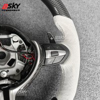 Volant en cuir blanc et fibre de carbone pour BMW F10 F20 M3 X1 X5 X6 X4 F30 F32 F33 F34 F35 X3 F25 F36 F80 F2 F22 F23 E90