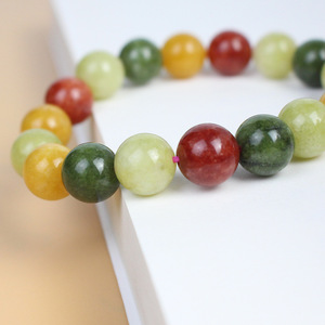 Multi Gemstone Chalcedony <b>Bracelet</b> 10mm <b>Ball</b> Shape Unisex Jewelry Gift - Product Image 4