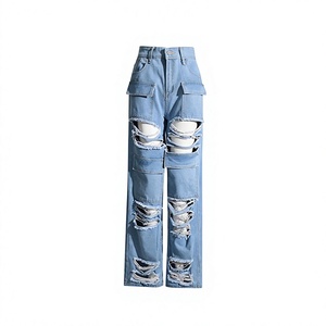 Custom Logo Women's Wide Leg Cotton <b>Denim</b> Jeans High Rise Casual Loose Fit Fashion Apparel Wholesale OEM Services - Product Image 1