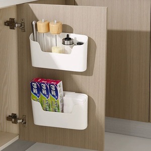 Étagère de rangement murale sans souci pour porte d'armoire de cuisine, blanc ivoire, à ventouse, pour ustensiles de cuisine et articles de soins personnels - Product Image 1
