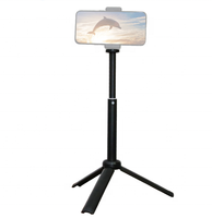 Trépied de bureau léger et réglable en hauteur Kaliou A079 avec vis 1/4, support de téléphone en plastique ABS noir/rose, rangement sur table