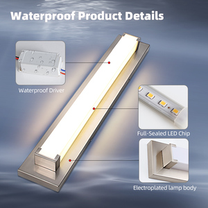 Modern Stainless Steel Bathroom <b>Wall</b> Lamp LED 3500K Warm White IP44 Waterproof Surface Mounted Mirror <b>Light</b> Fixture - Product Image 5