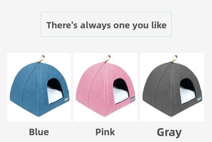 Cuccia a cupola semi-chiusa <span class=keywords><strong>in</strong></span> velluto di lusso, a forma di tenda yurt, per gatti e cani, calda per l'inverno, per interni, all'ingrosso - Product Image 1