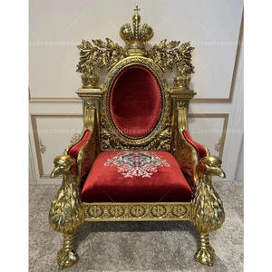 Rococo Royal <strong>Antique</strong> Style Gold Luxury Red <strong>Velvet</strong> Throne <strong>Chairs</strong> Wedding - Product Image 2