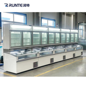 Nouveau design supermarché commercial mur site Combi Island refroidisseur affichage verre fenêtre congélateur double température <span class=keywords><strong>vitrine</strong></span> - Product Image 1