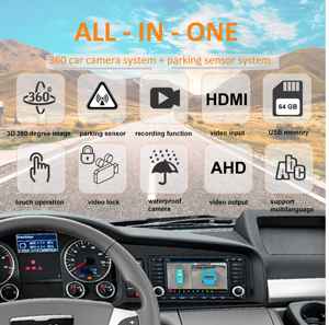 Bus 3D 360 degrés vue d'oiseau caméra de voiture étanche Surround View système de caméra de capteur de stationnement de voiture - Product Image 2