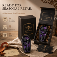 Bougie parfumée en forme de cercueil d'Halloween avec motif de crâne, de chauve-souris et de squelette, bougie décorative en cire de soja pour cadeau, décoration de la maison, OEM personnalisé