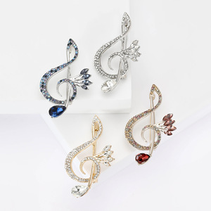 Spille da Bavero con Fibbia, Gioielli di Lusso, Accessori da Donna, Moda Coreana, Spilla in Metallo con Nota Musicale e Strass per Sciarpa - Product Image 1