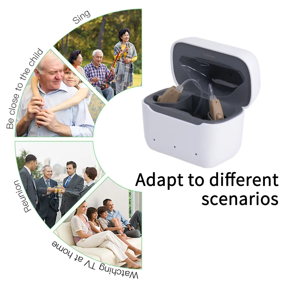 Сверхмощные перезаряжаемые слуховые аппараты для подходящих пожилых людей с тяжелой потерей слуха